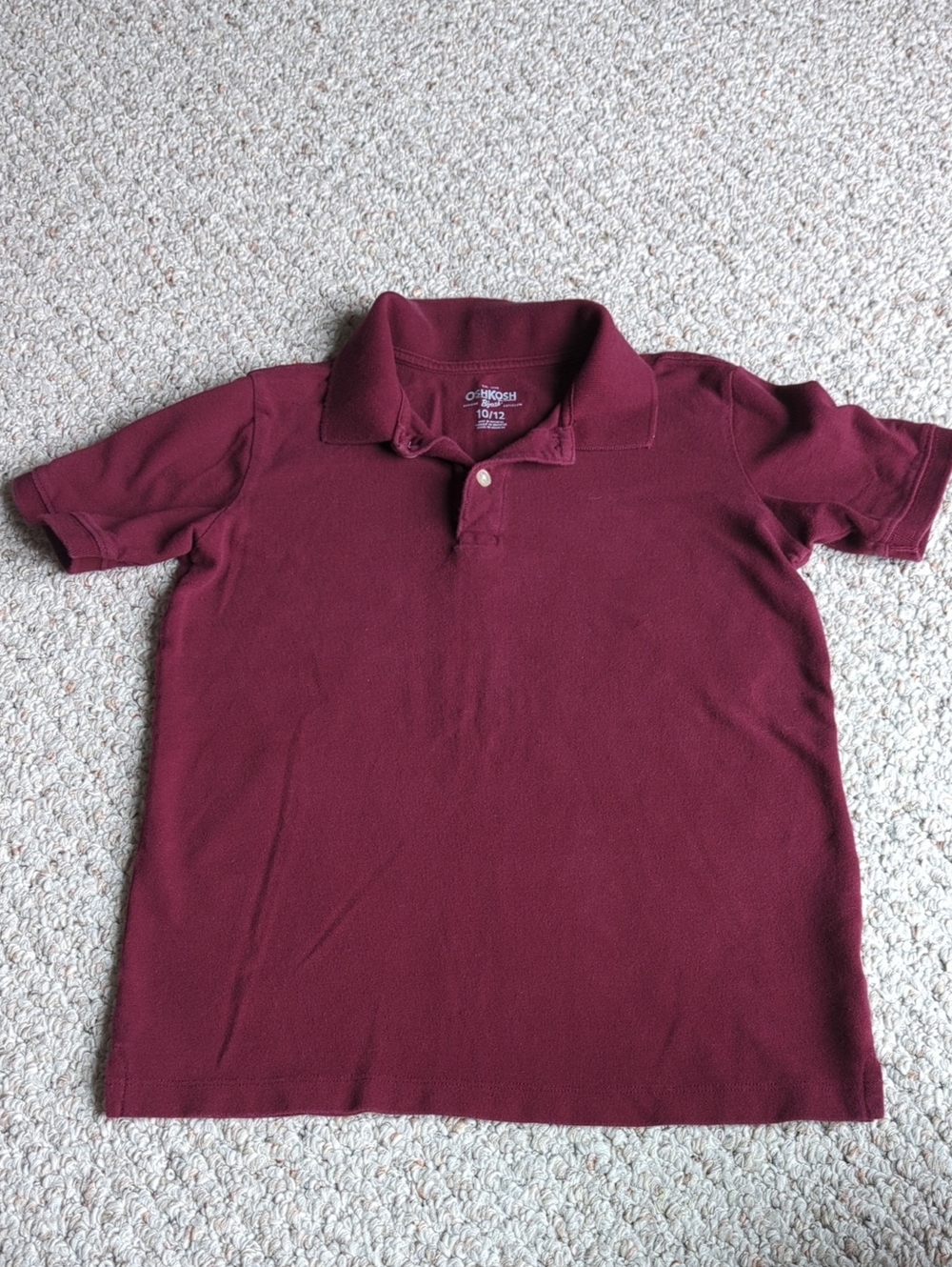 OshKosh B'gosh Boys Collar Polo Shirt - Wine Red Maroon Size 10/12